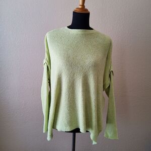 Hello Nite Plush Pullover Cozy Super Soft Oversized Ruffle Sweater S/M Green New